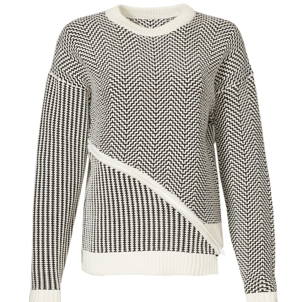 OPENING CEREMONY MIXED STITCH SWEATER BLACK/WHITE